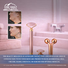 Load image into Gallery viewer, 3 in1 Electric Vibrating Natural Rose Quartz Jade Facial Roller
