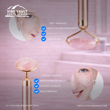 Load image into Gallery viewer, 3 in1 Electric Vibrating Natural Rose Quartz Jade Facial Roller

