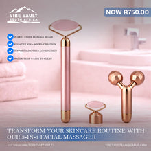 Load image into Gallery viewer, 3 in1 Electric Vibrating Natural Rose Quartz Jade Facial Roller
